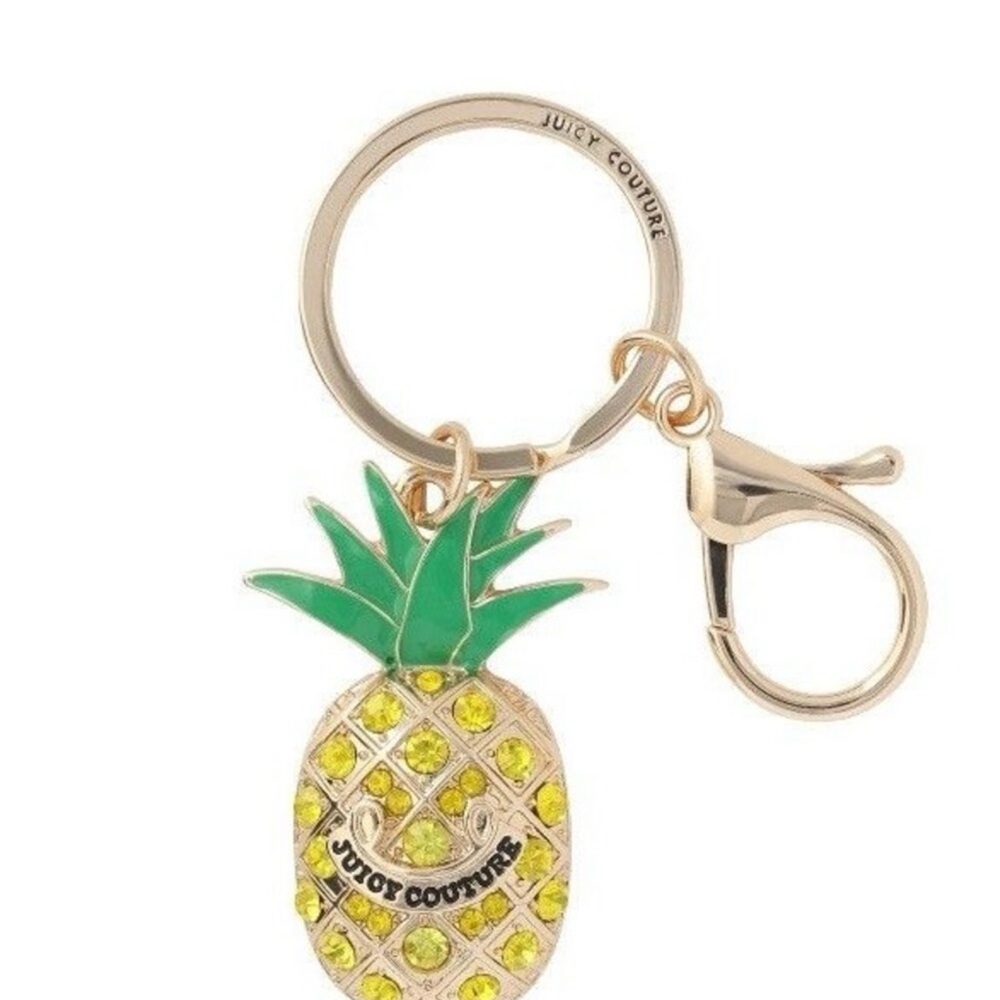 Juicy Couture Pineapple Keychain with Green and Gold Accents